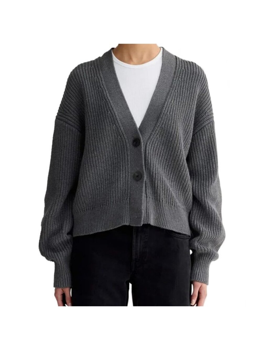 Everlane The Boxy Cardigan in Everyday 100% Organic Cotton Dark Gray Small NWT